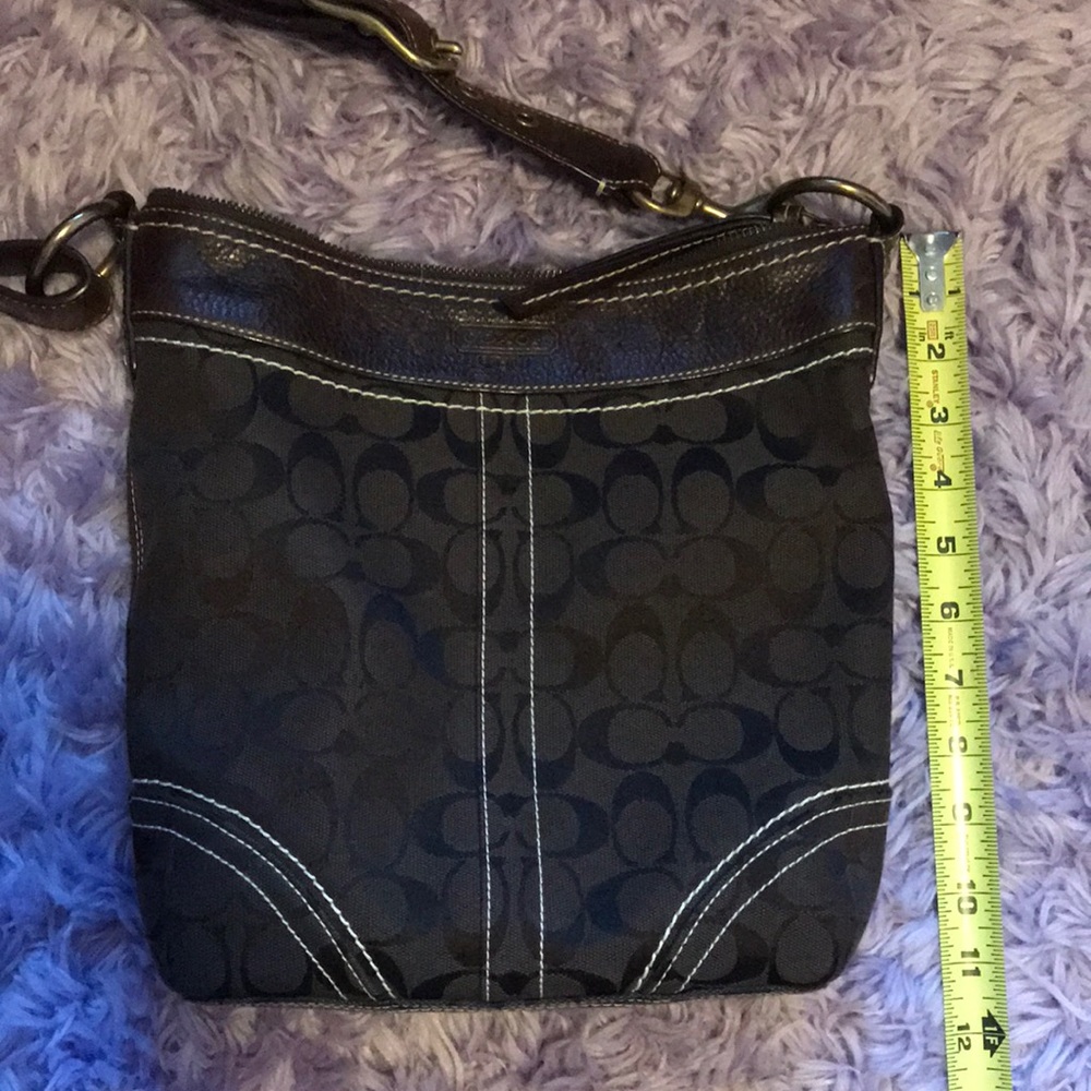 Coach Leather And Canvas Dark Brown Shoulder Bag Gem